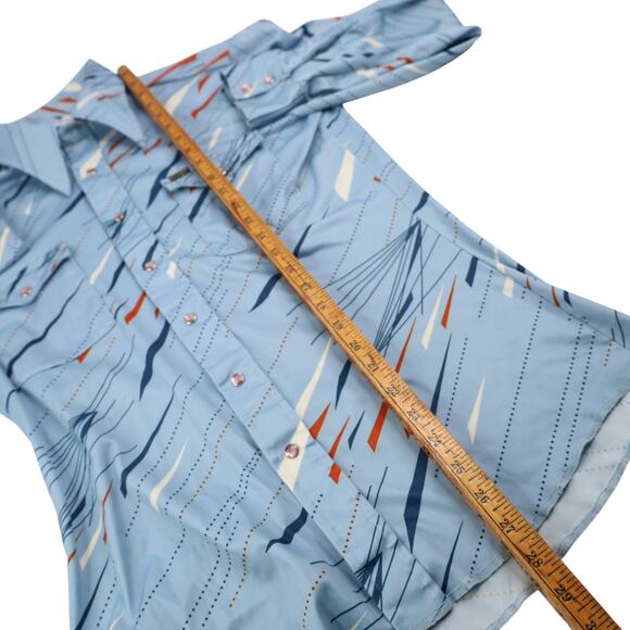 Vintage Wrangler MCM Design Polyester Pearl Snap Shirt - Picture 8 of 8